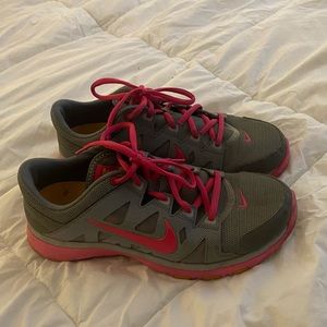Pink and gray Nikes
